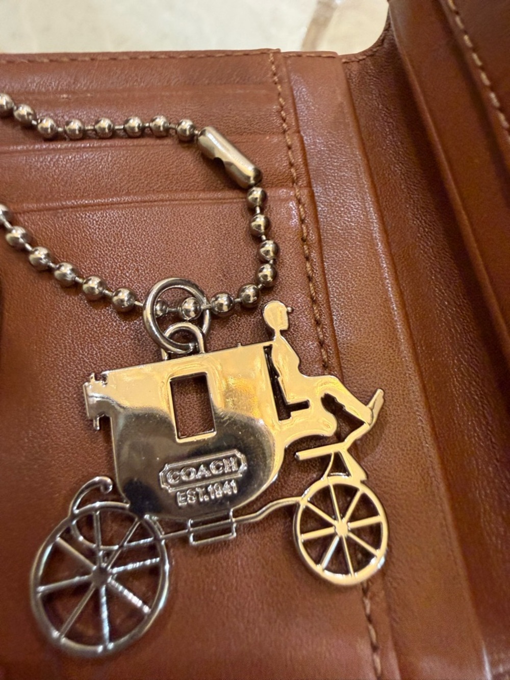 Coach Silver Carriage Motif Necklace. - Picture 6 of 10